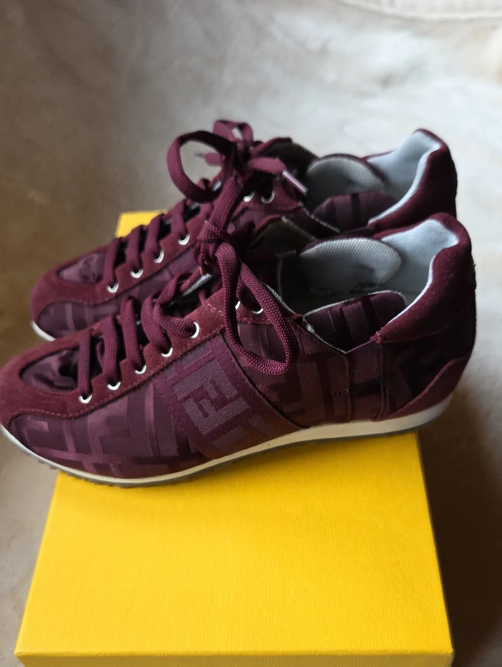 Fendi Women's Burgundy Monogram Low-Top Sneakers - Picture 3 of 6